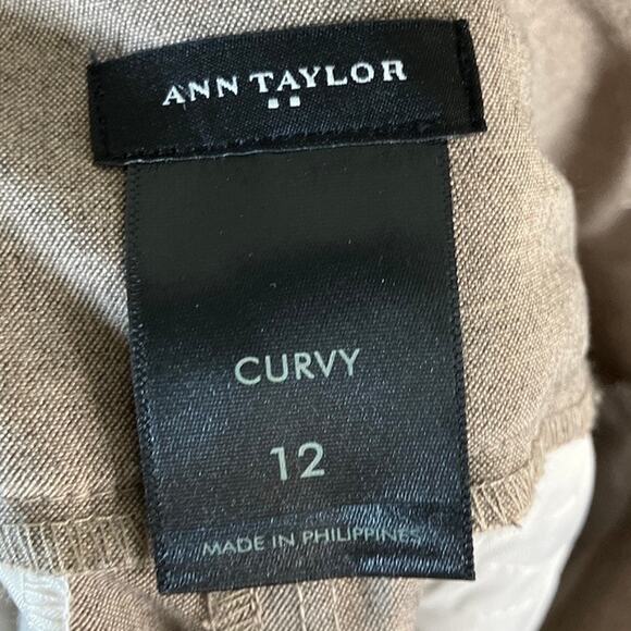 Ann Taylor Womens Pants Brown Curvy Minimalist Workwear Wide Leg Stretch 12 - Picture 4 of 12